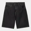 Carhartt WIP Mens Brandon Smith Denim Short | Black Stone Washed sold by The Foot Factory