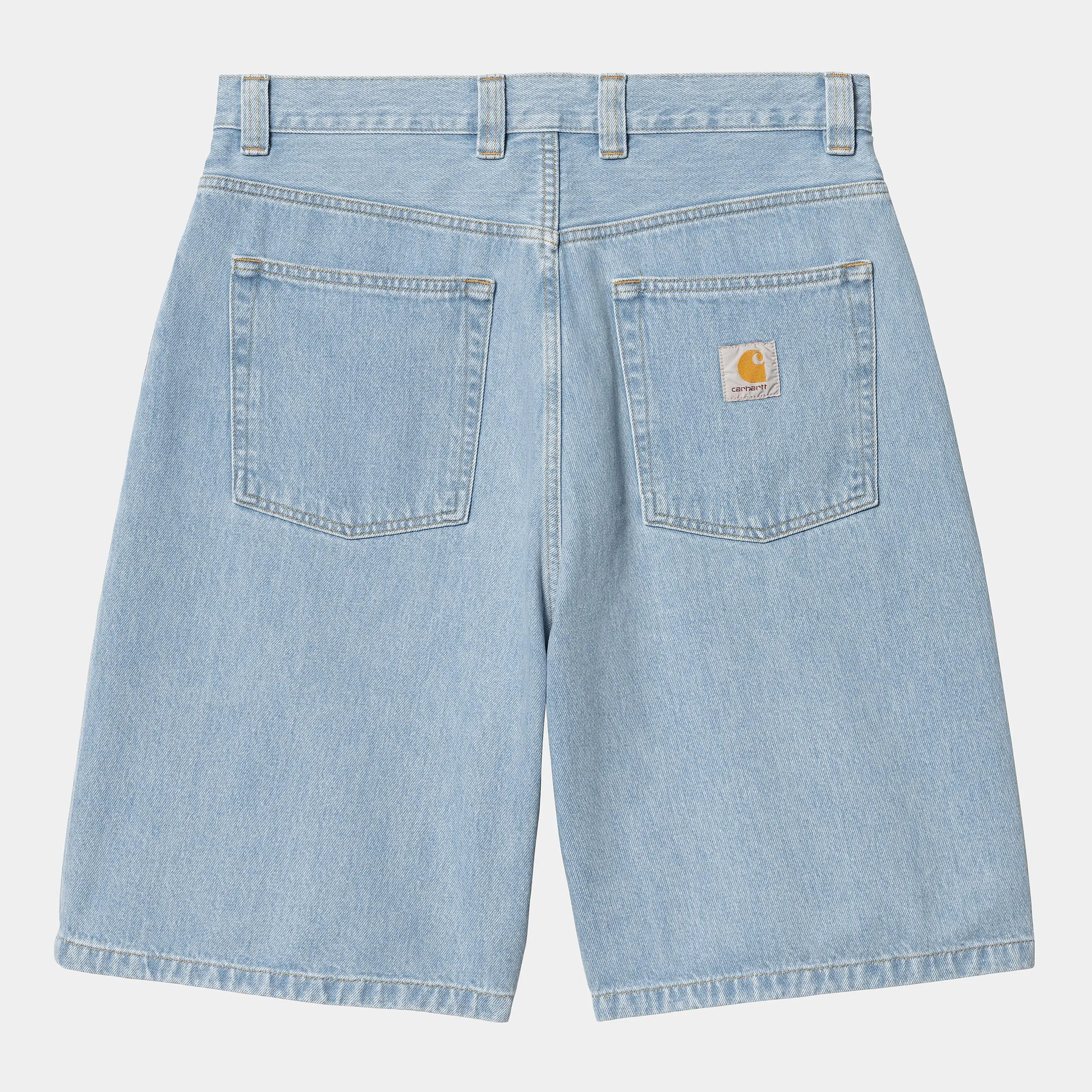 Carhartt WIP Mens Brandon Smith Denim Short | Blue Heavy Stone Bleached sold by The Foot Factory