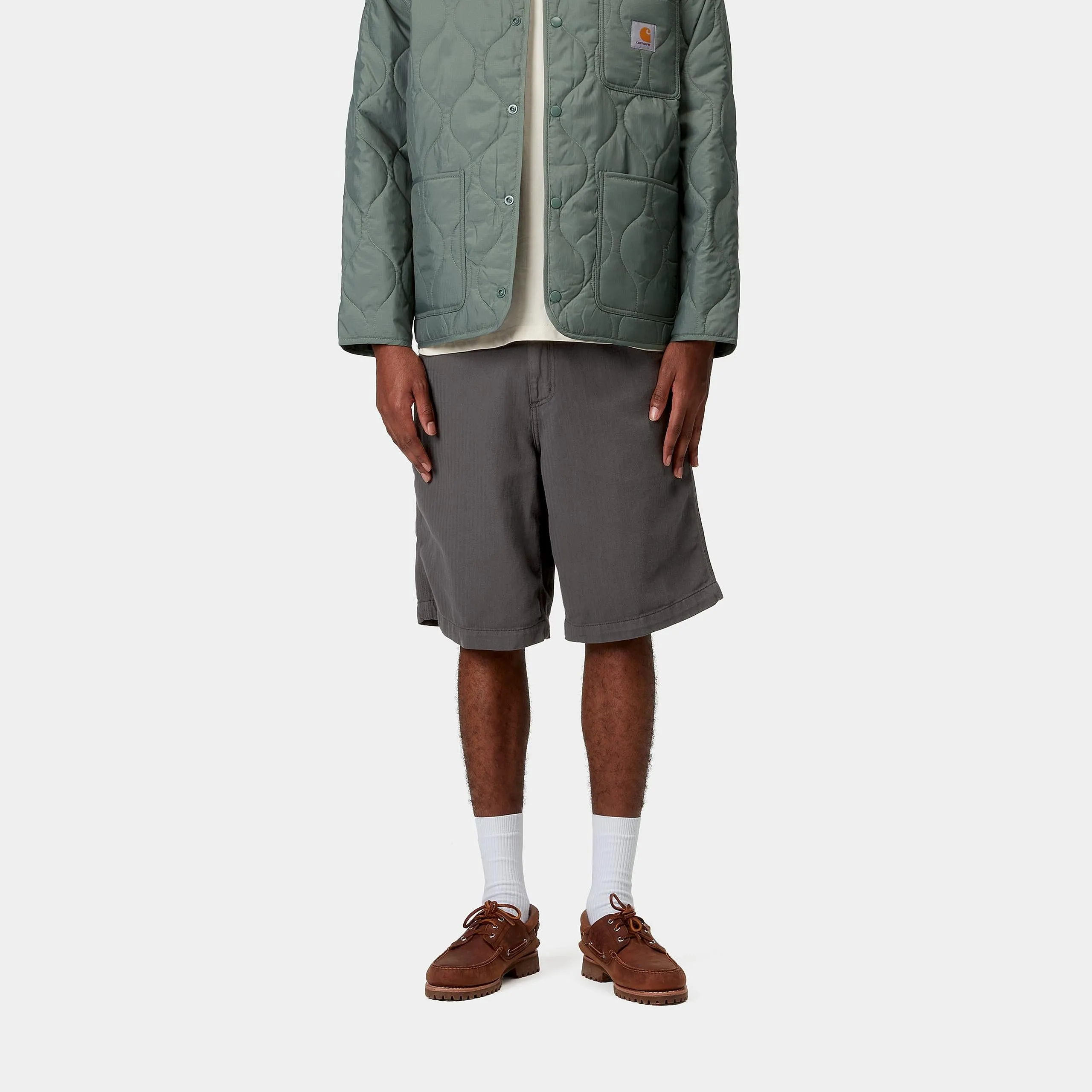 Carhartt WIP Mens Cooper Shawnee Herringbone Short | Graphite Garment Dyed sold by The Foot Factory product image thumbnail 3