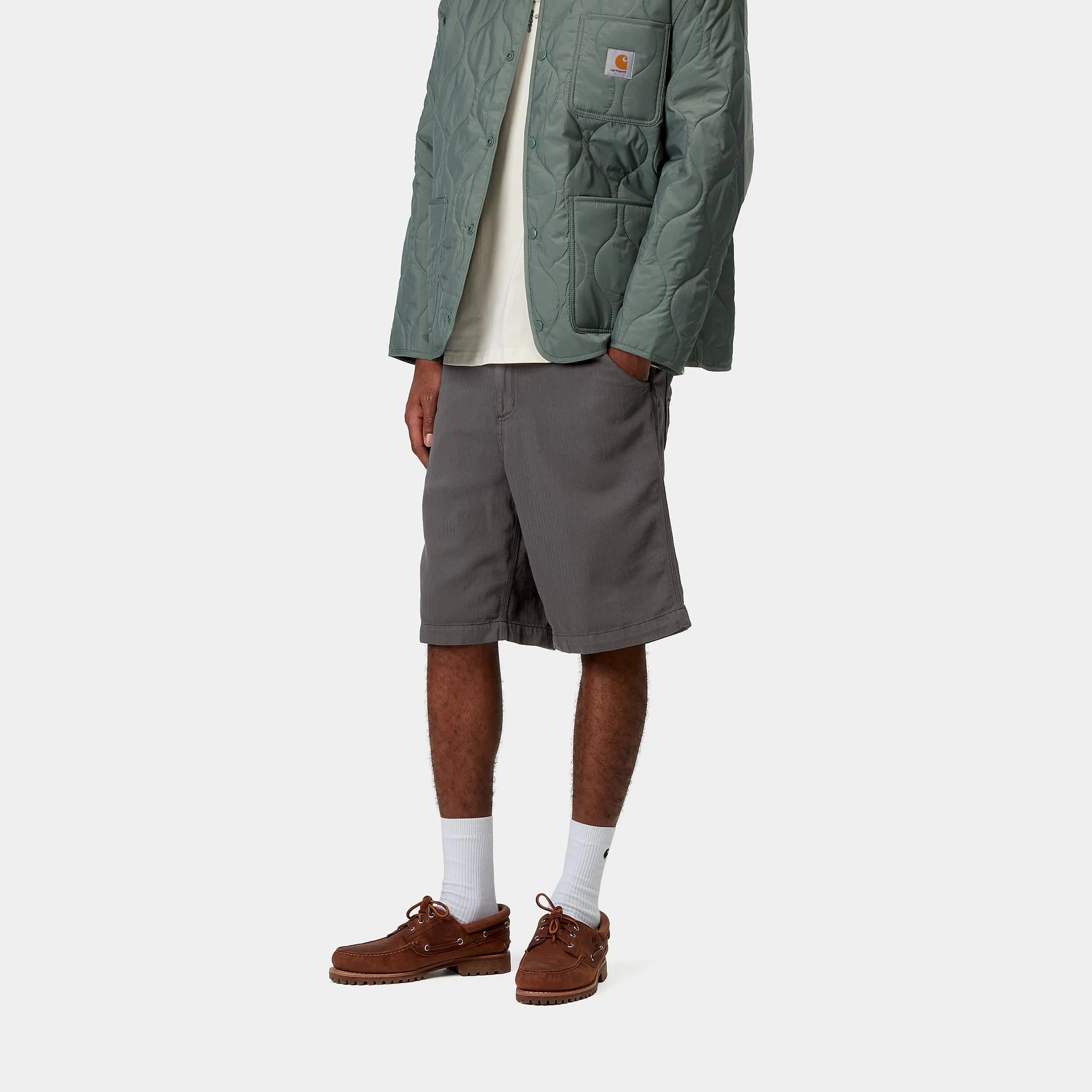 Carhartt WIP Mens Cooper Shawnee Herringbone Short | Graphite Garment Dyed sold by The Foot Factory product image thumbnail 5