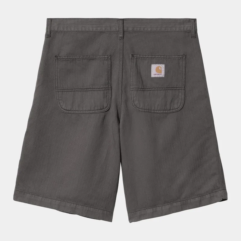 Carhartt WIP Mens Cooper Shawnee Herringbone Short | Graphite Garment Dyed sold by The Foot Factory