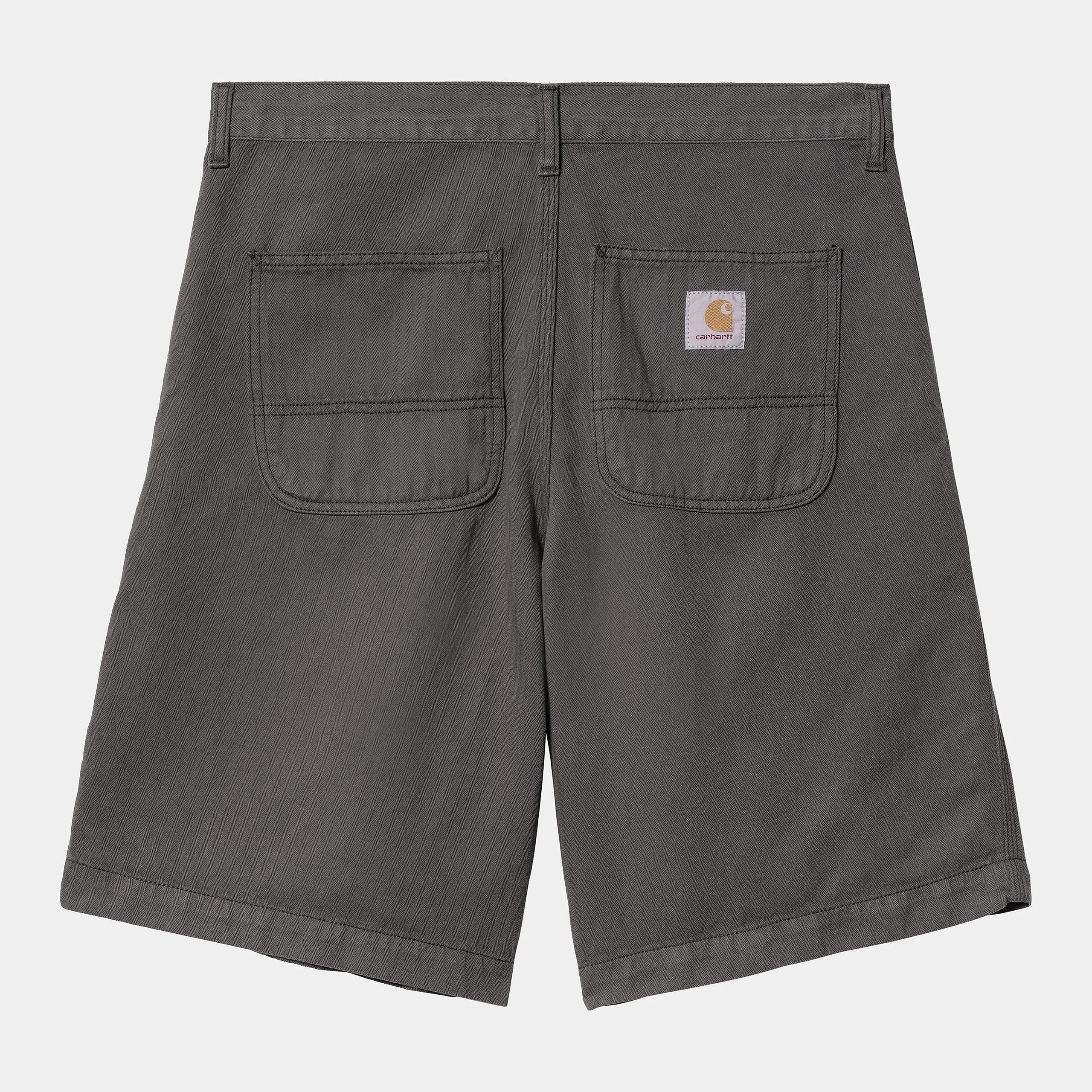 Carhartt WIP Mens Cooper Shawnee Herringbone Short | Graphite Garment Dyed sold by The Foot Factory