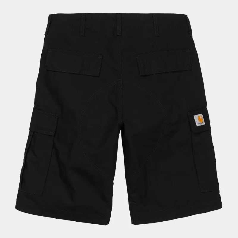 Carhartt WIP Mens Regular Cargo Short | Black Rinsed sold by The Foot Factory