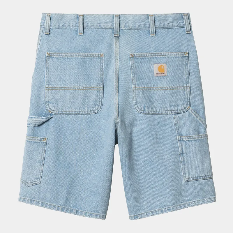 Carhartt WIP Mens Single Knee Smith Denim Short | Blue Heavy Stone Bleached sold by The Foot Factory