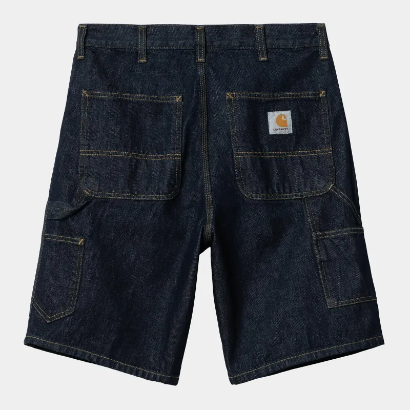 Carhartt WIP Mens Single Knee Smith Denim Short | Blue Rinsed sold by The Foot Factory