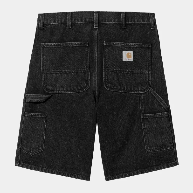 Carhartt WIP Mens Single Knee Smith Denim Short | Black Stone Washed sold by The Foot Factory