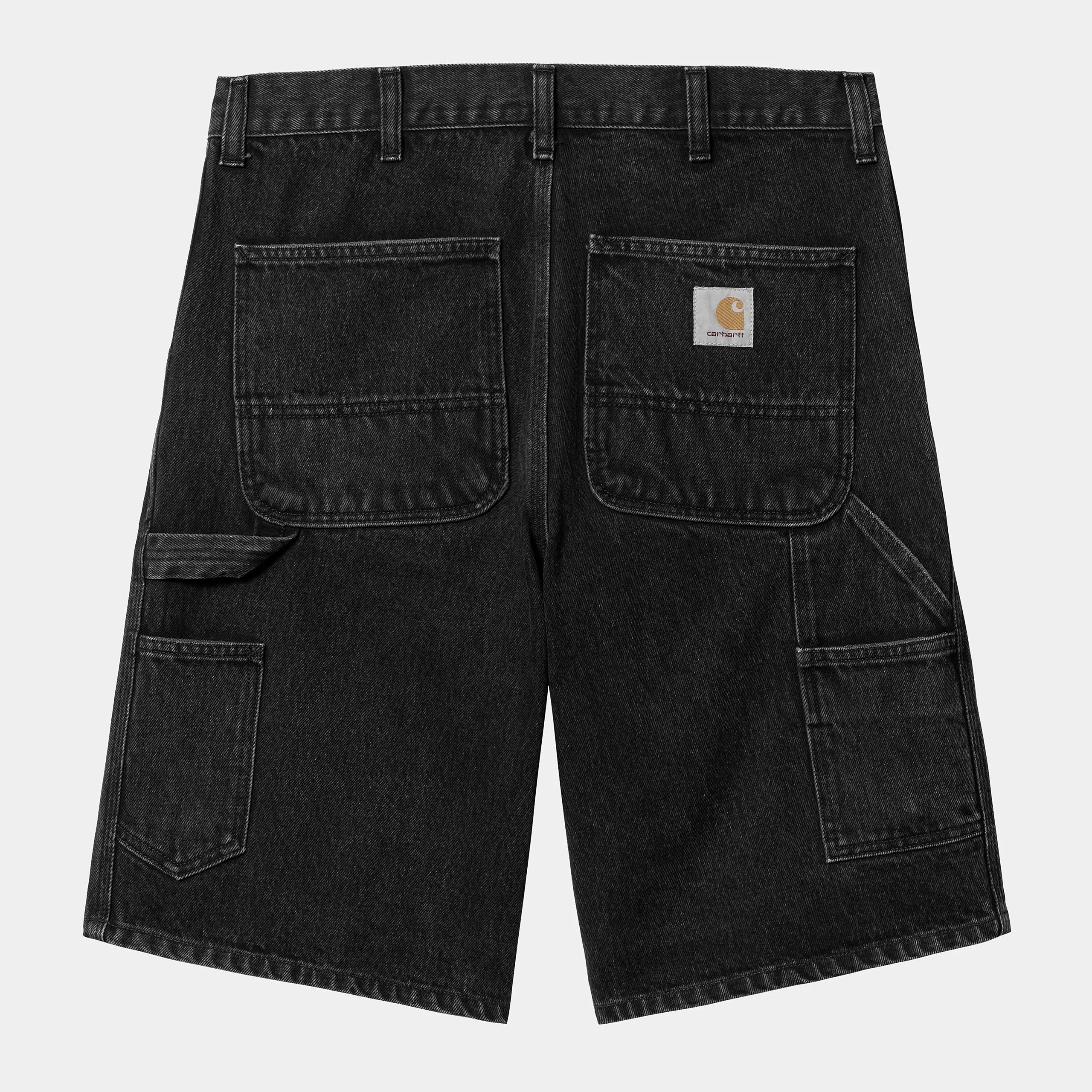 Carhartt WIP Mens Single Knee Smith Denim Short | Black Stone Washed sold by The Foot Factory