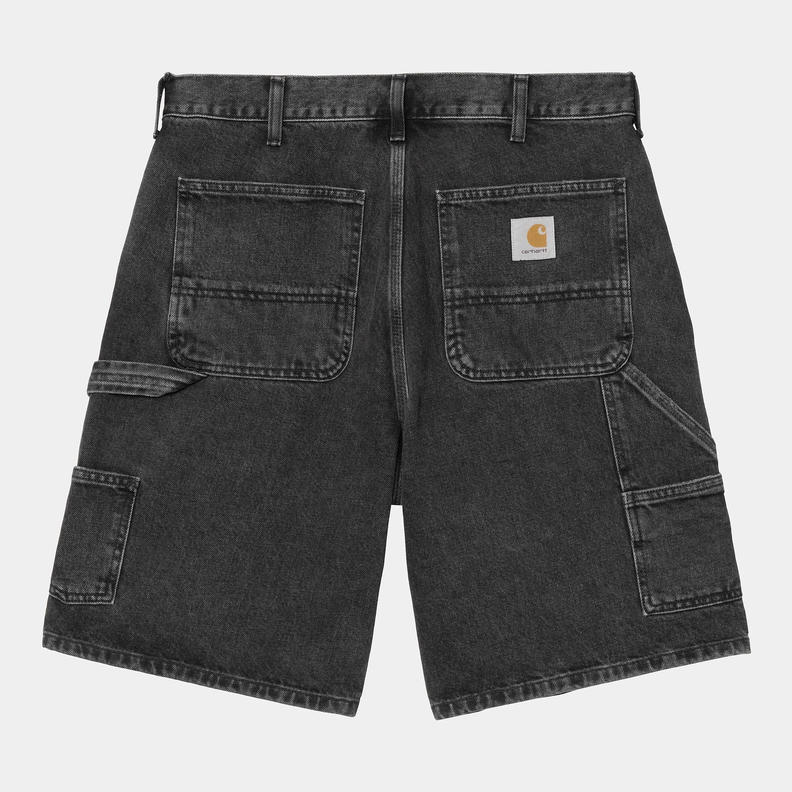Carhartt WIP Mens Double Knee Smith Denim Short | Black Stone Washed sold by The Foot Factory