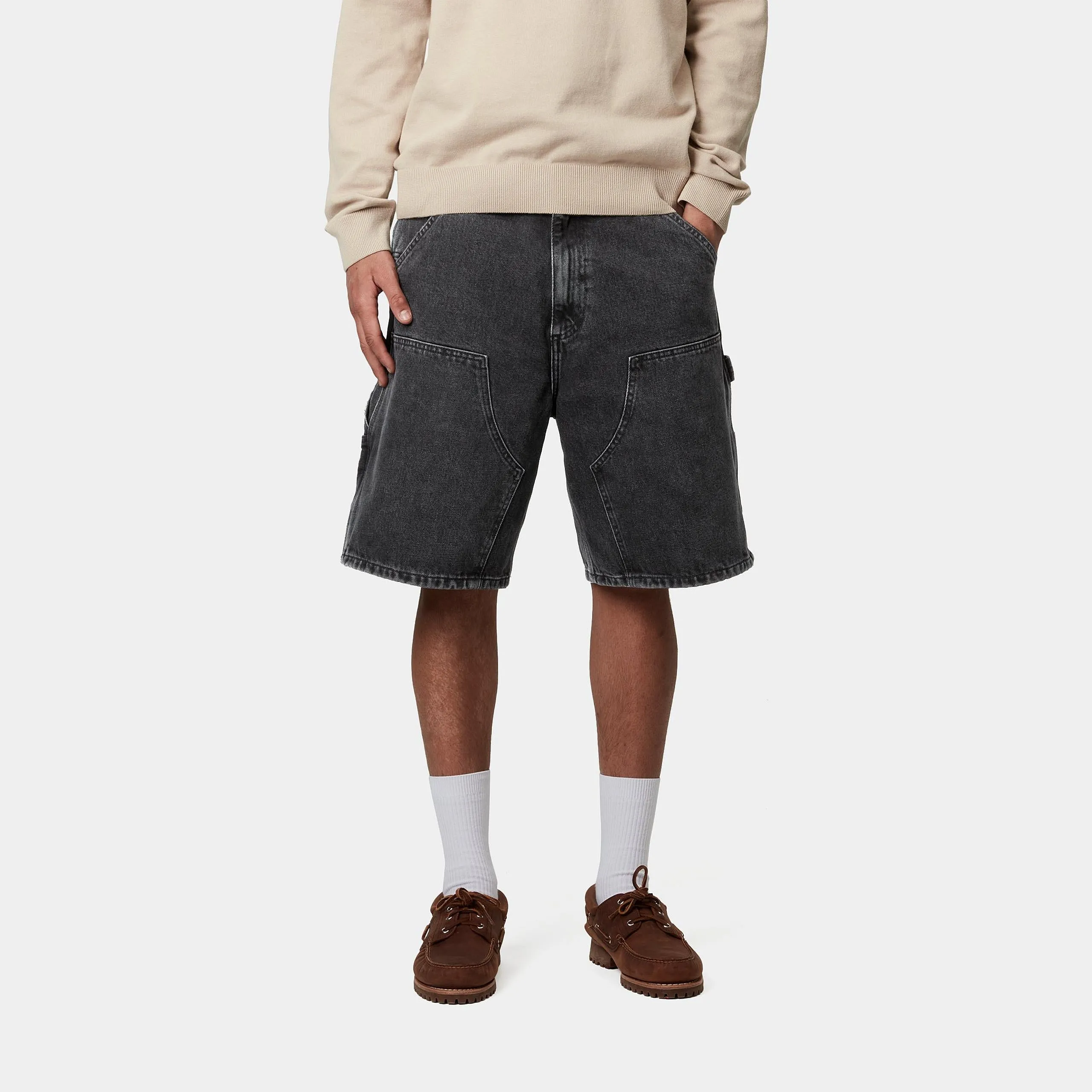 Carhartt WIP Mens Double Knee Smith Denim Short | Black Stone Washed sold by The Foot Factory product image thumbnail 3