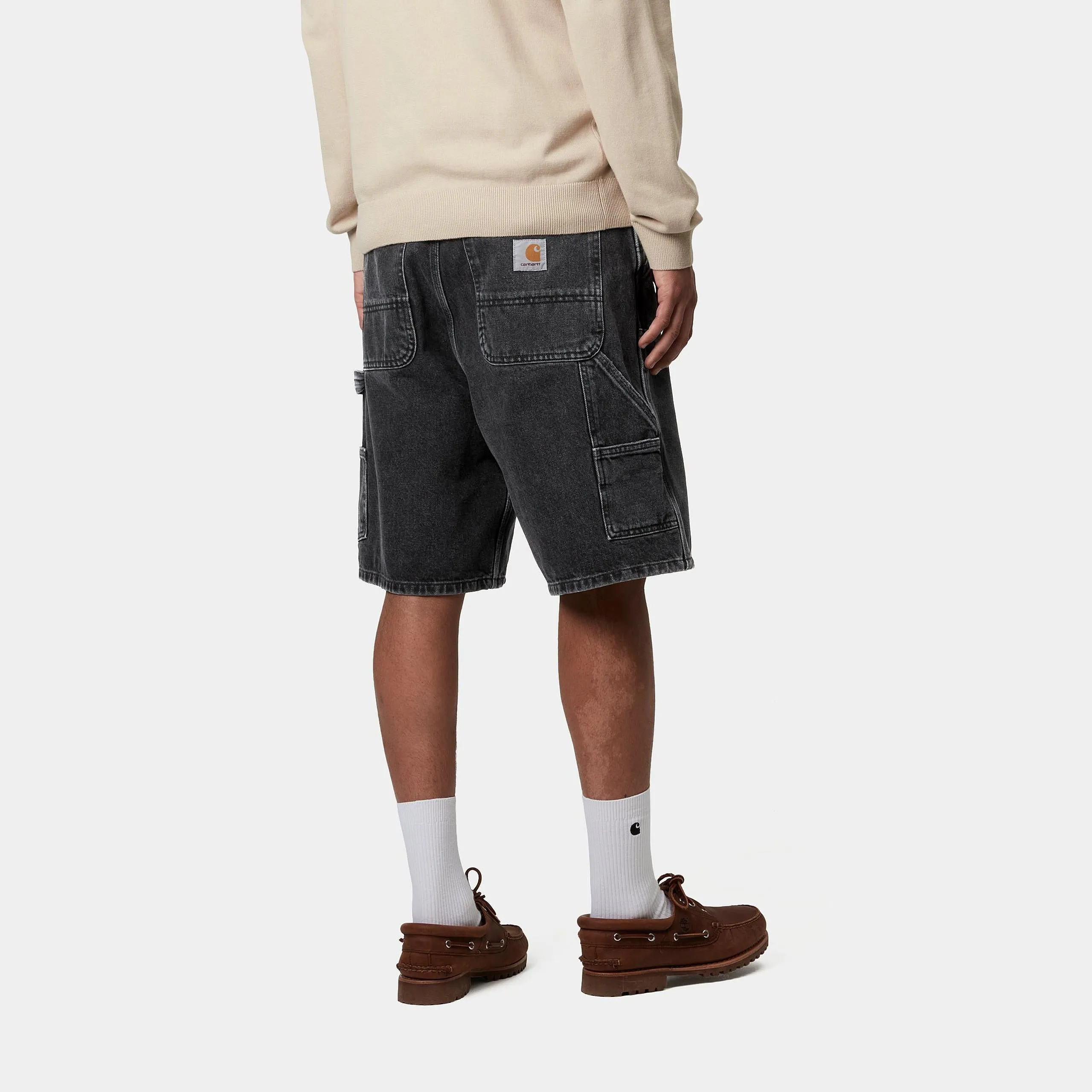 Carhartt WIP Mens Double Knee Smith Denim Short | Black Stone Washed sold by The Foot Factory product image thumbnail 4