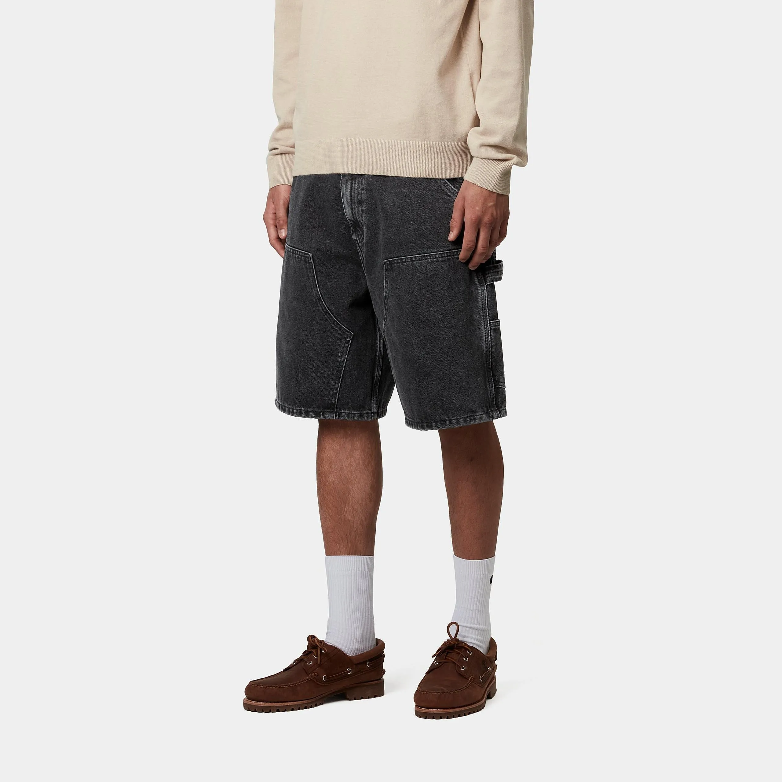 Carhartt WIP Mens Double Knee Smith Denim Short | Black Stone Washed sold by The Foot Factory product image thumbnail 5