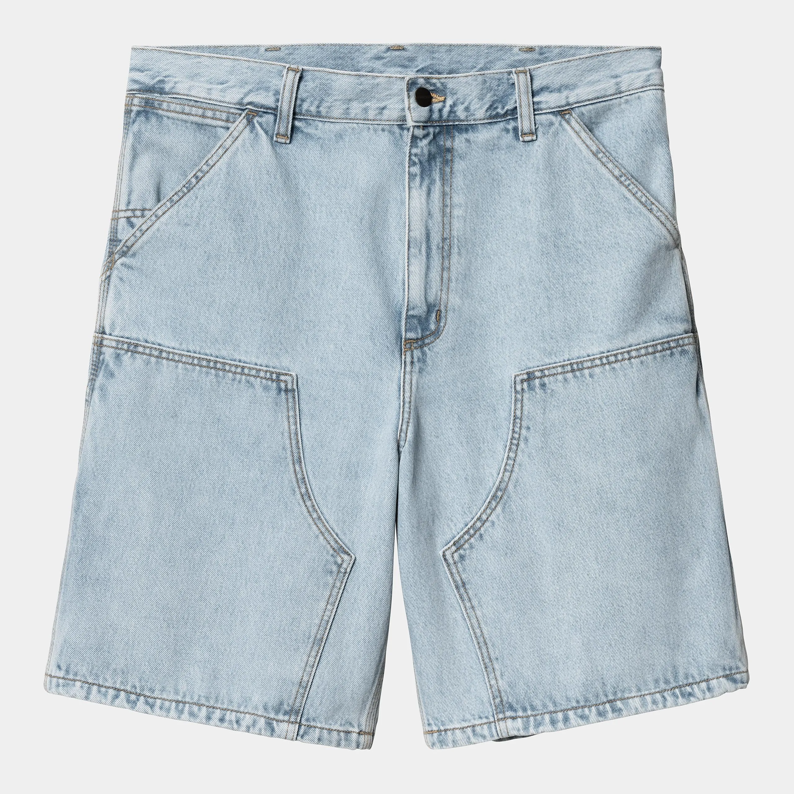 Carhartt WIP Mens Double Knee Smith Denim Short | Blue Heavy Stone Bleached sold by The Foot Factory product image thumbnail 2
