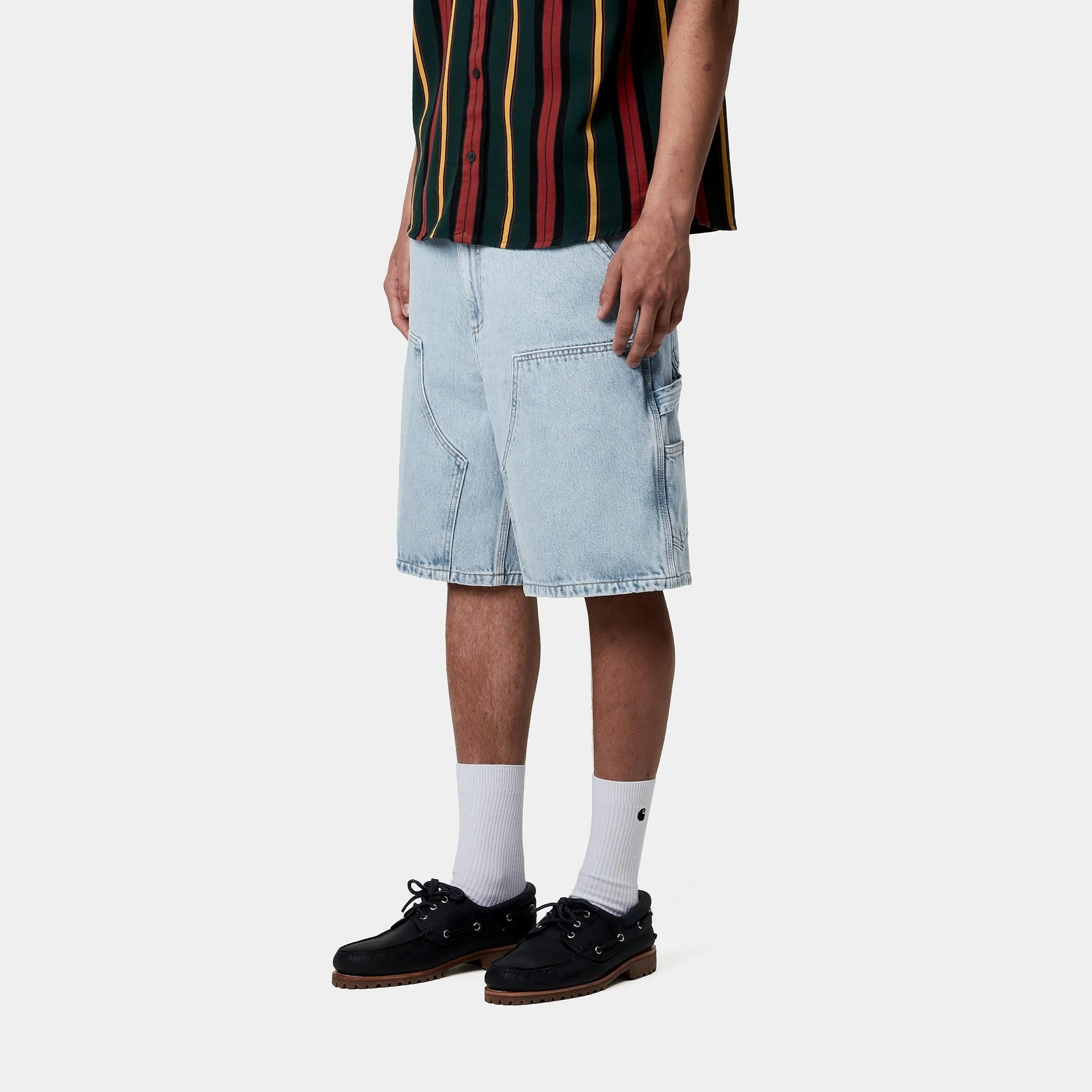 Carhartt WIP Mens Double Knee Smith Denim Short | Blue Heavy Stone Bleached sold by The Foot Factory product image thumbnail 5