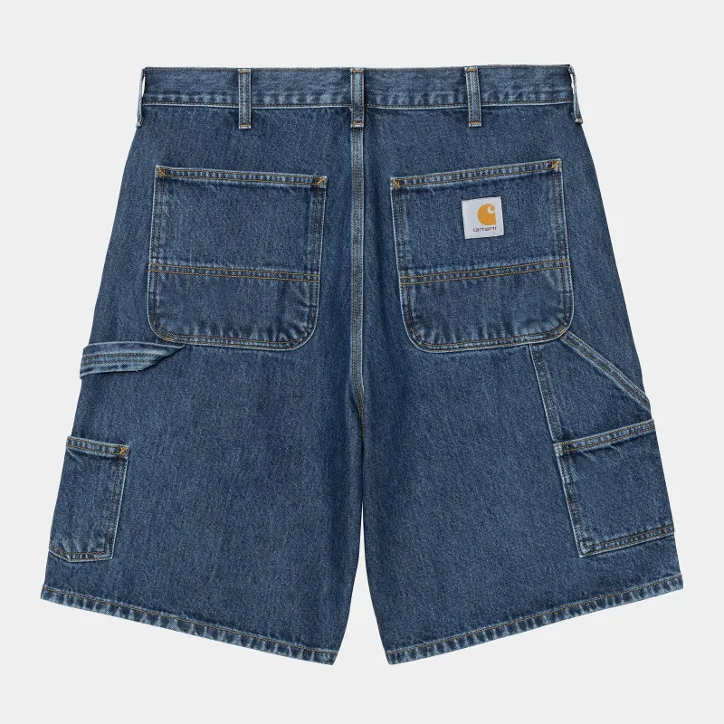 Carhartt WIP Mens Double Knee Smith Denim Short | Blue Stone Washed sold by The Foot Factory