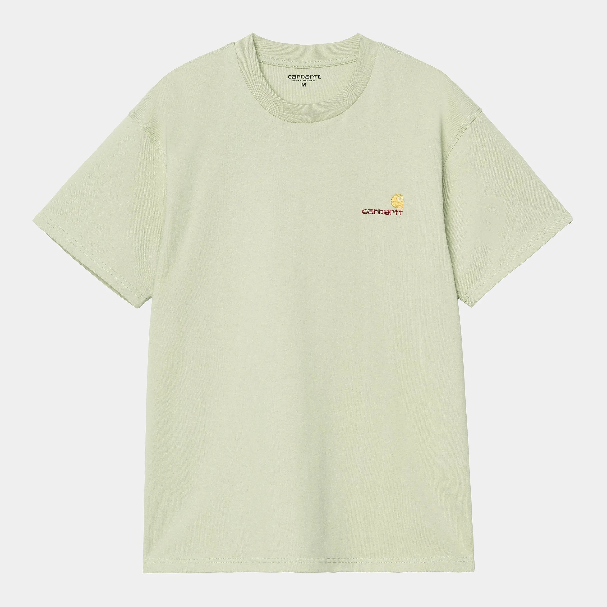 Carhartt WIP Mens Short Sleeved American Script T-Shirt | Pale Olive sold by The Foot Factory