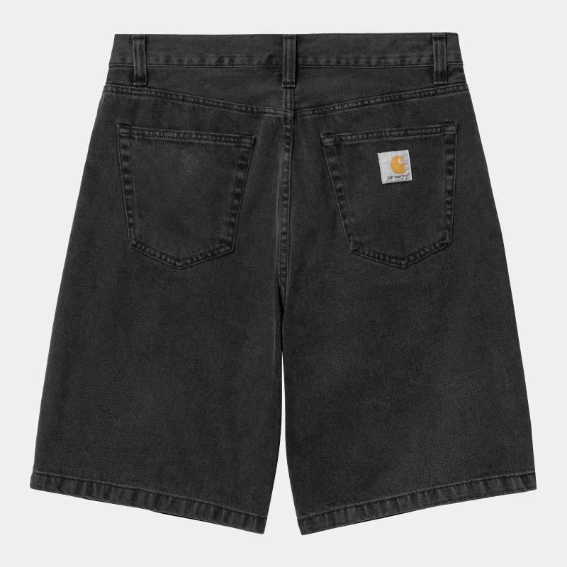 Carhartt WIP Mens Landon Robertson Denim Short | Black Stone Washed sold by The Foot Factory