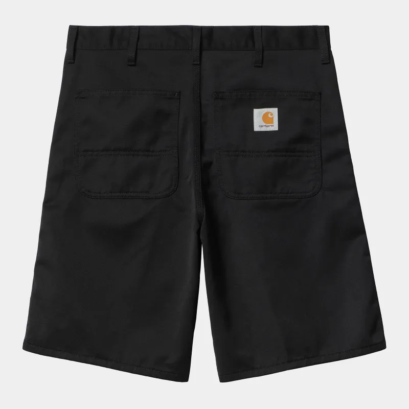 Carhartt WIP Mens Simple Denison Twill Short | Black Rinsed sold by The Foot Factory