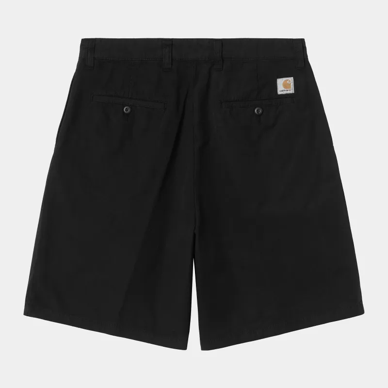 Carhartt WIP Mens Calder Dothan Poplin Short | Black Garment Dyed sold by The Foot Factory