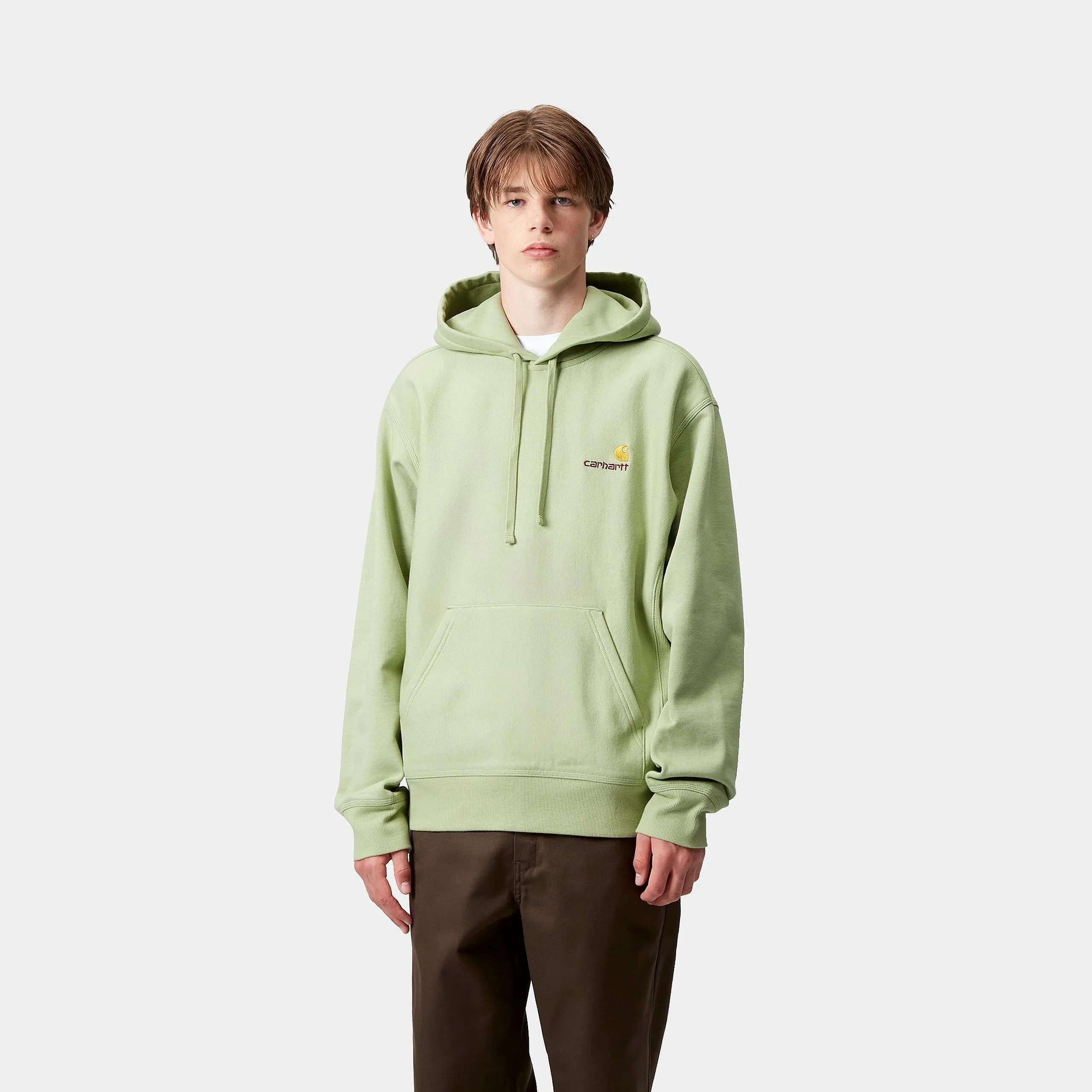 Carhartt WIP Mens American Script Hoodie | Pale Olive sold by The Foot Factory product image thumbnail 3