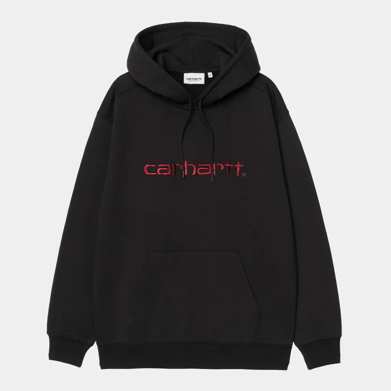 Carhartt WIP Womens Carhartt Sweat Hoodie | Black / Scarlet sold by The Foot Factory
