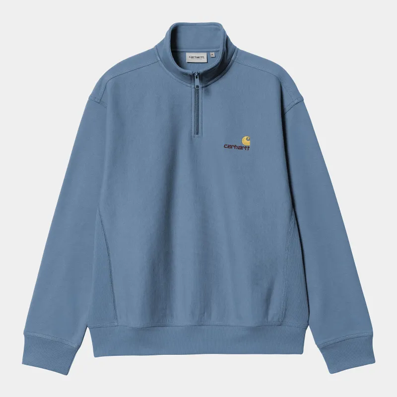 Carhartt WIP Mens Half Zip American Script Sweat Top | Sorrent sold by The Foot Factory