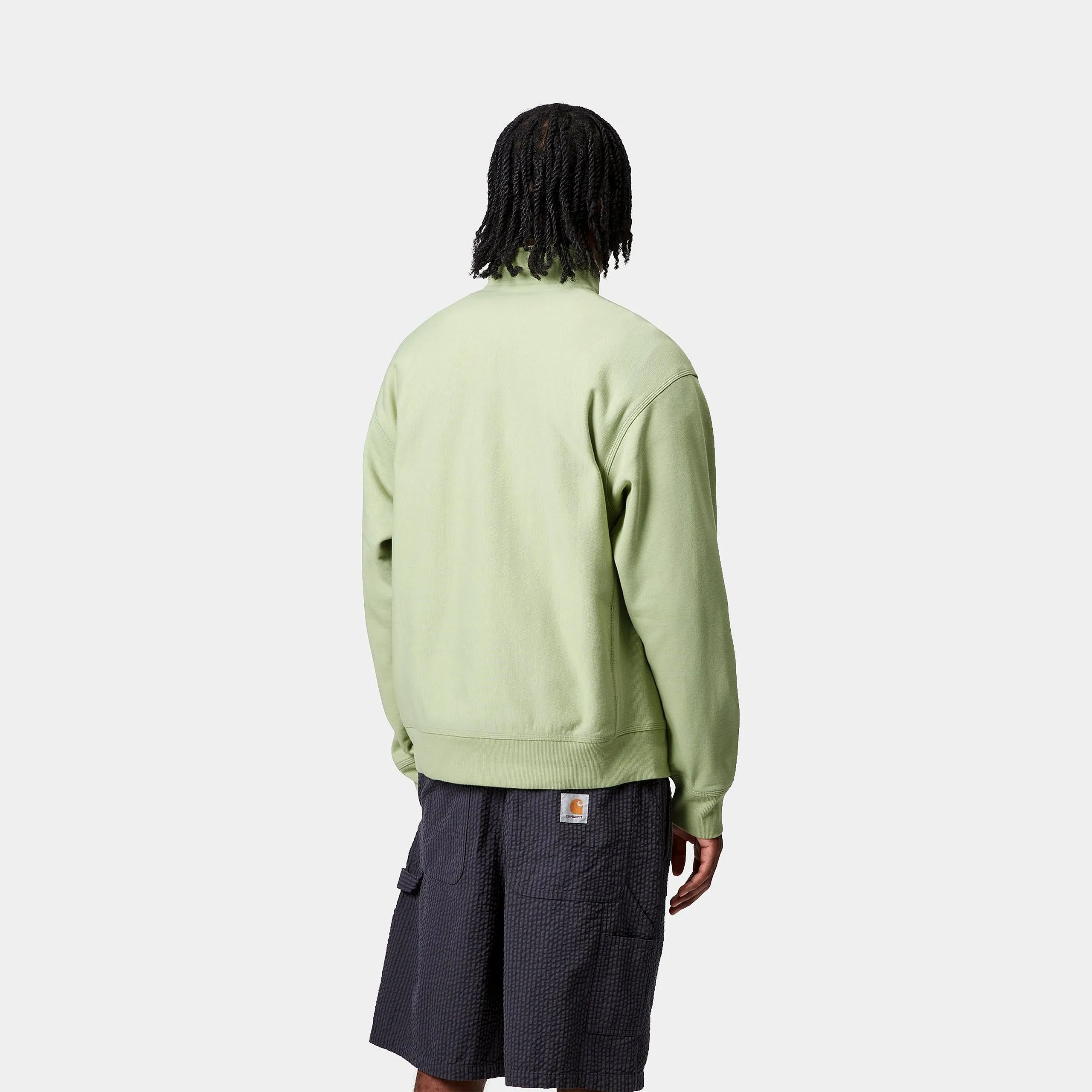 Carhartt WIP Mens Half Zip American Script Sweat Top | Pale Olive sold by The Foot Factory product image thumbnail 4
