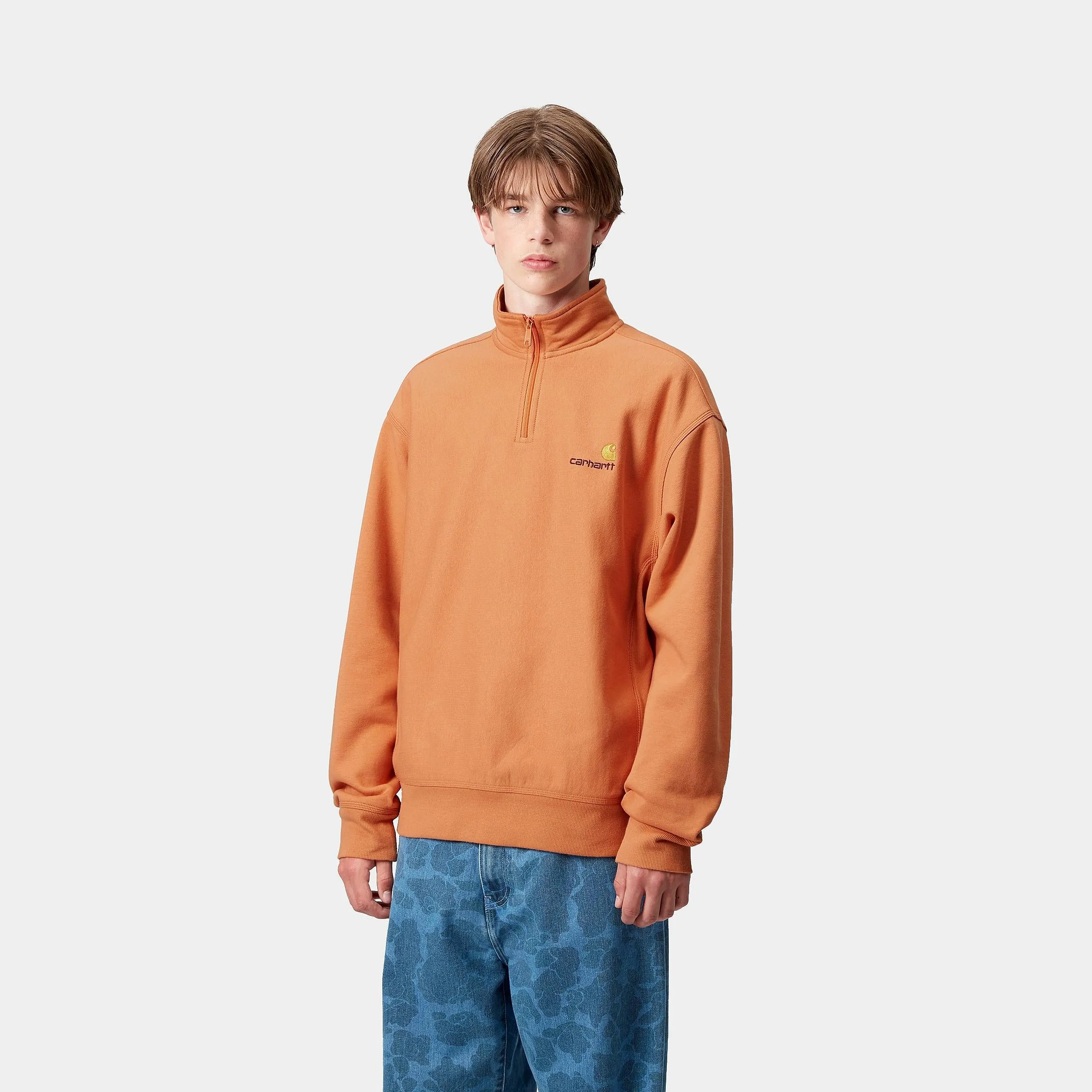 Carhartt WIP Mens Half Zip American Script Sweat Top | Redhaven sold by The Foot Factory product image thumbnail 3