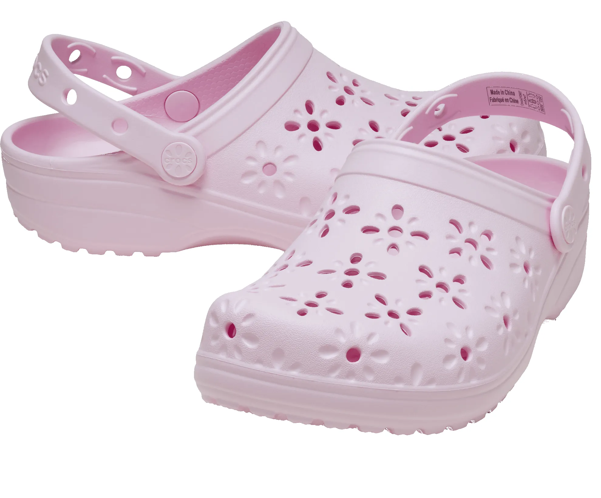 CROCS Unisex Classic Floral Cut Out Clog | Pink Milk sold by The Foot Factory product image thumbnail 2