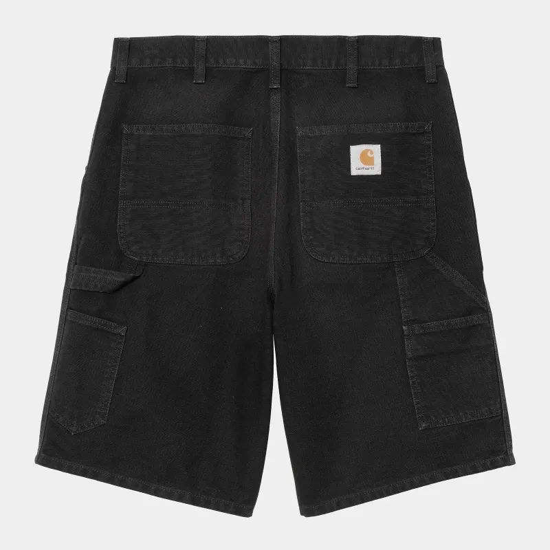 Carhartt WIP Mens Single Knee Dearborn Canvas Short | Black sold by The Foot Factory
