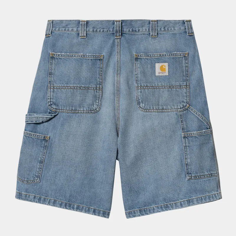 Carhartt WIP Mens OG Single Knee Camano Denim Short | Blue Burst Washed sold by The Foot Factory