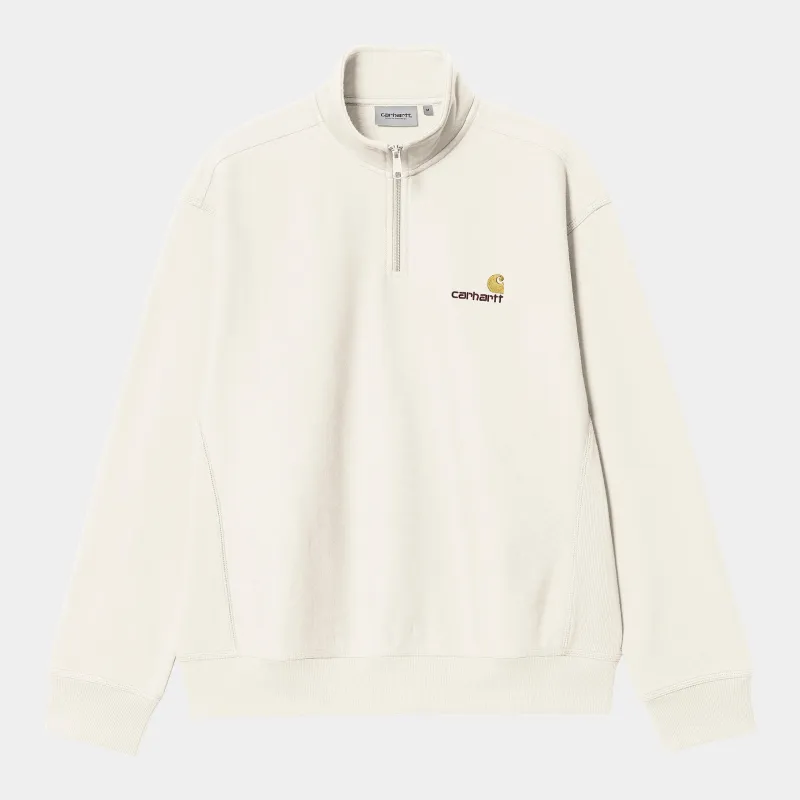 Carhartt WIP Mens Half Zip American Script Sweat Top - Wax sold by The Foot Factory