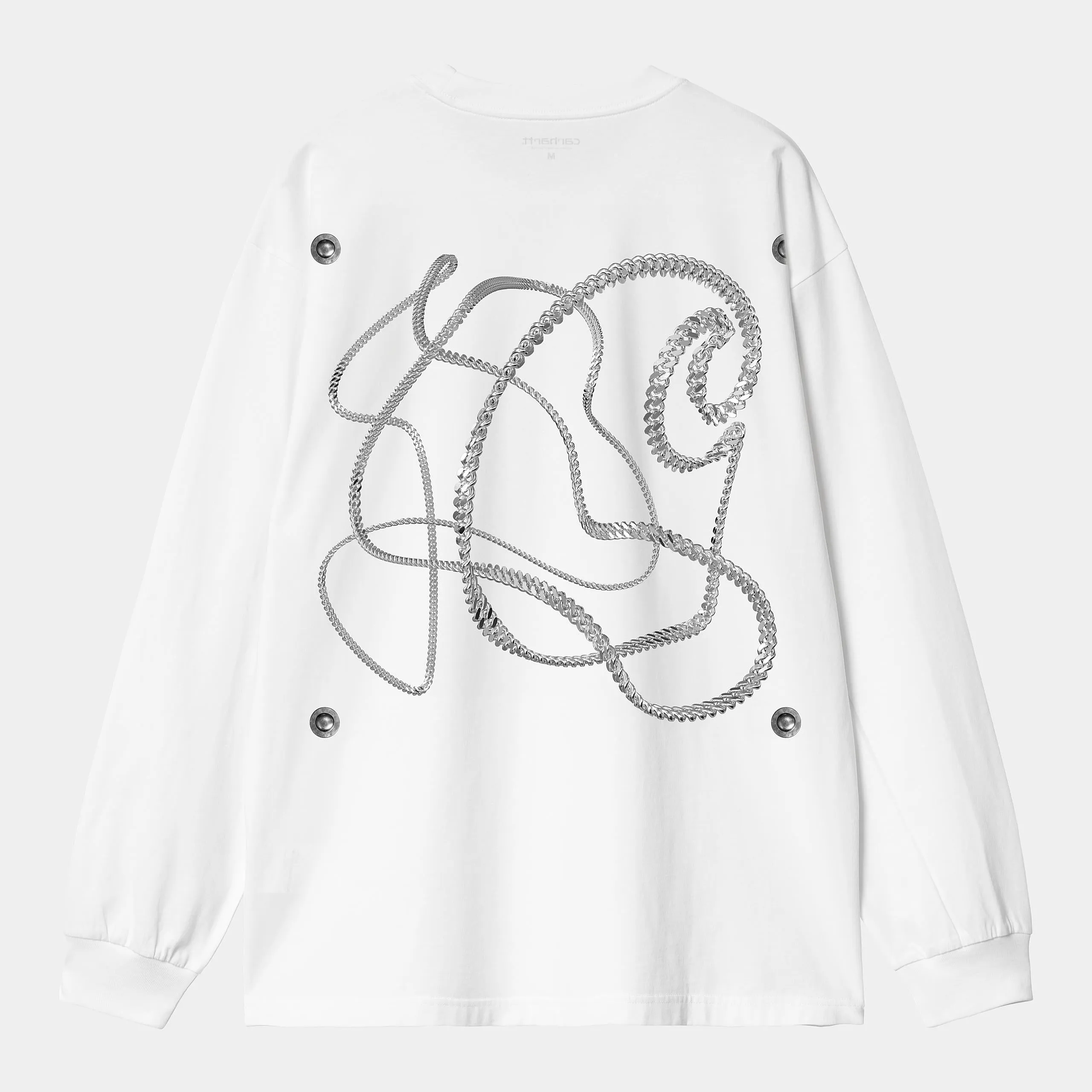 Carhartt WIP Mens Chain Link Long Sleeve T-Shirt | White sold by The Foot Factory