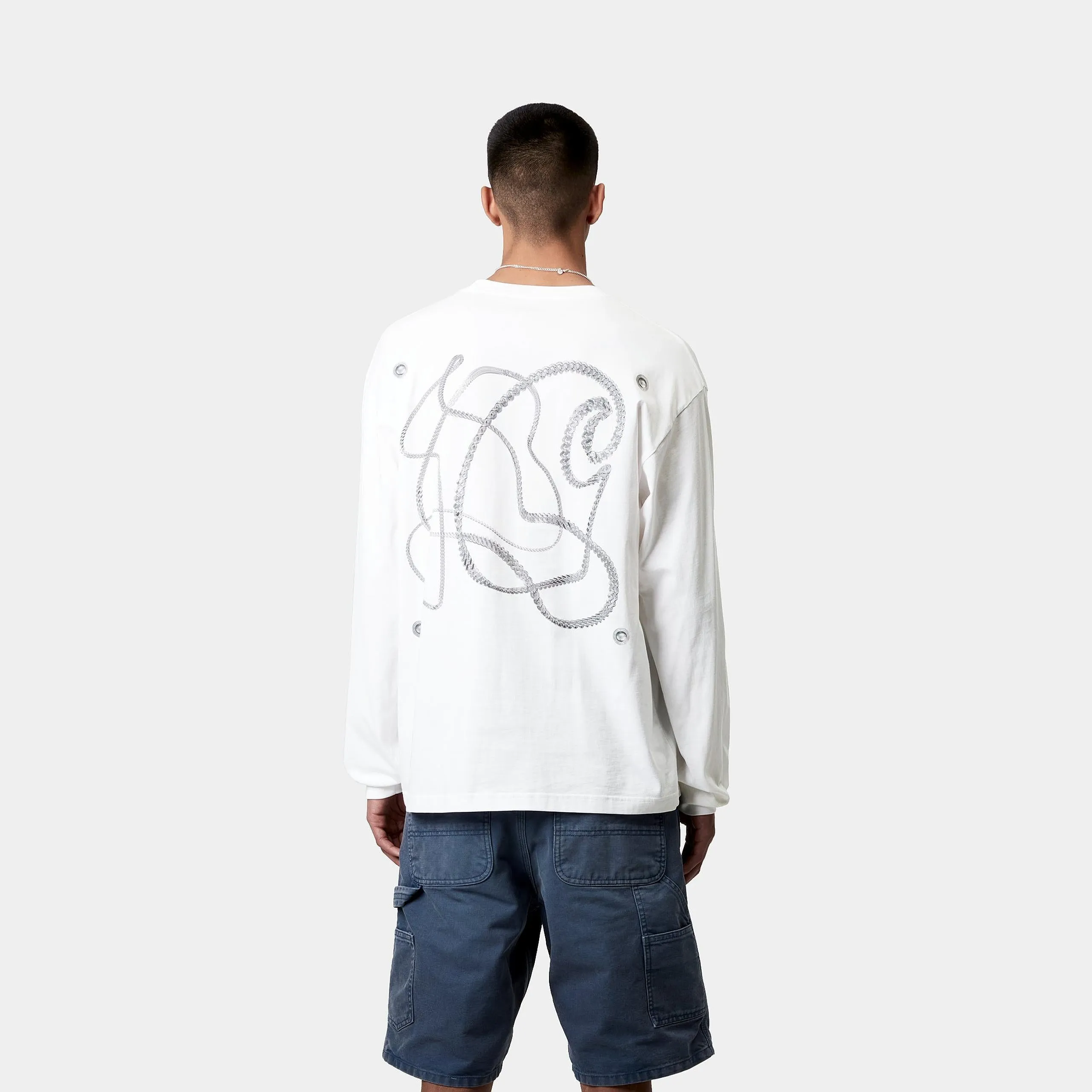 Carhartt WIP Mens Chain Link Long Sleeve T-Shirt | White sold by The Foot Factory product image thumbnail 4