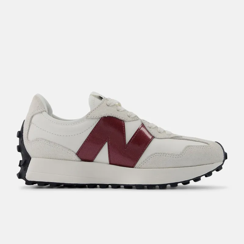 New Balance Womens 327 Fashion Trainers | Sea Salt / Monarch Burgundy made by New Balance