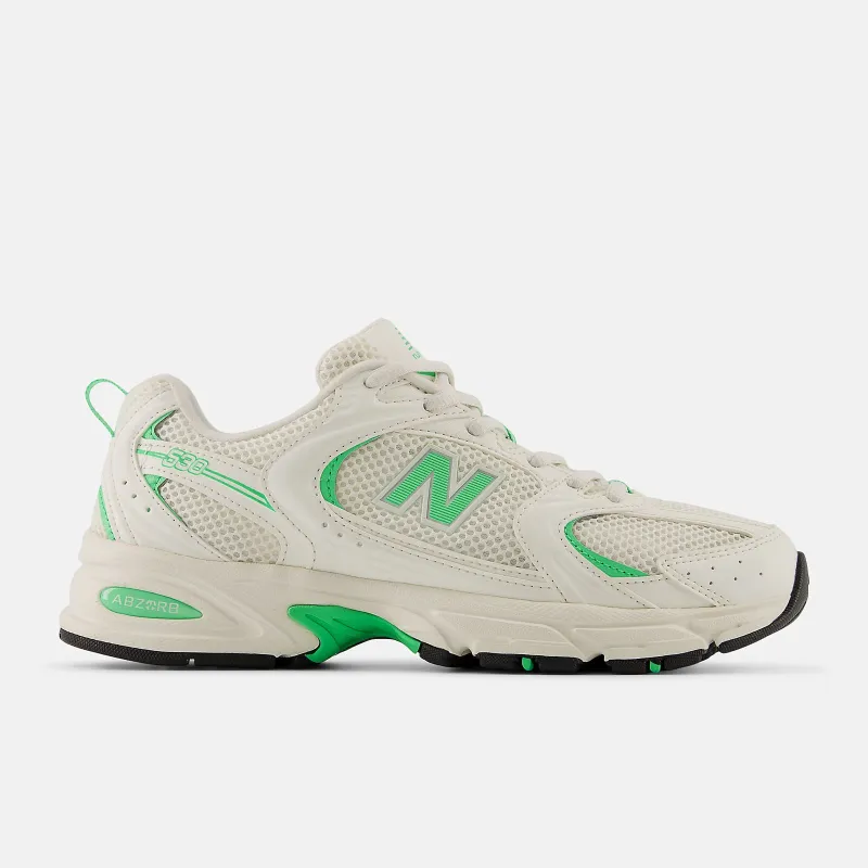 New Balance Unisex 530 Trainers | Sea Salt / Lime Leaf sold by The Foot Factory