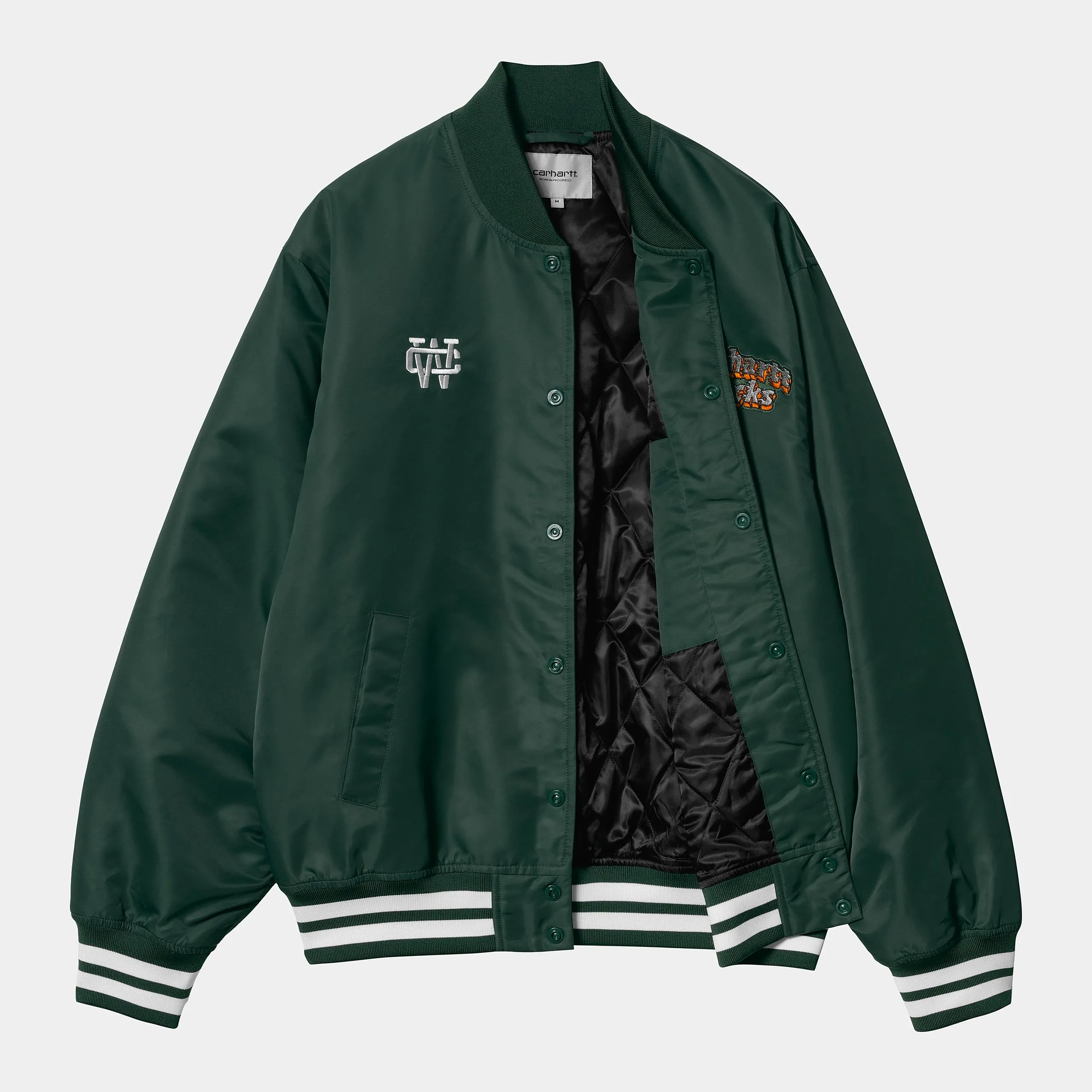 Carhartt WIP Mens Flaming Ducks Bomber Jacket | Conifer / Wax sold by The Foot Factory product image thumbnail 2