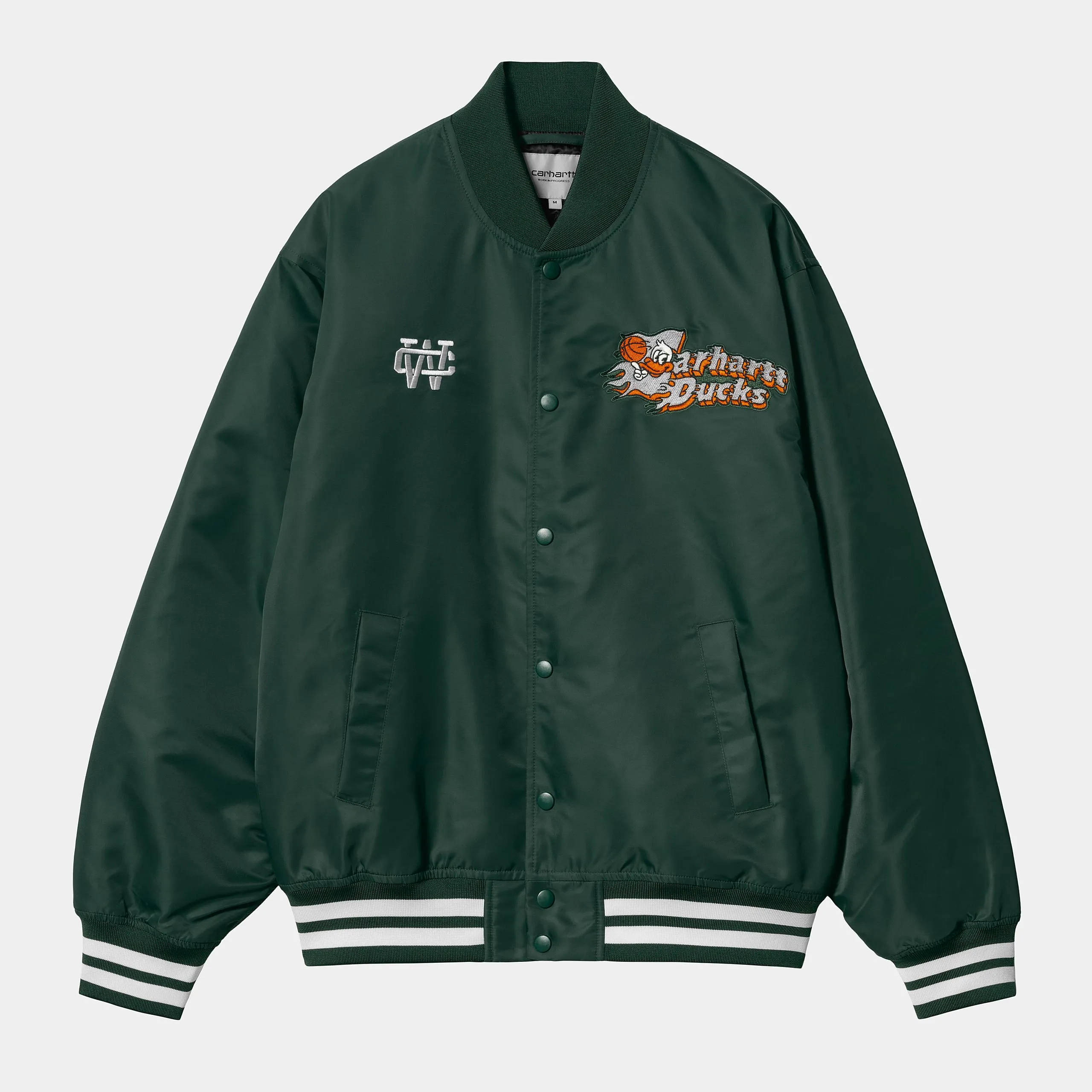 Carhartt WIP Mens Flaming Ducks Bomber Jacket | Conifer / Wax sold by The Foot Factory