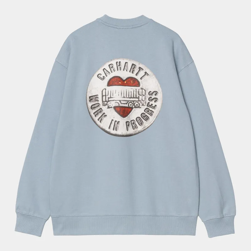 Carhartt WIP Womens Button Sweat Top | Frosted Blue sold by The Foot Factory