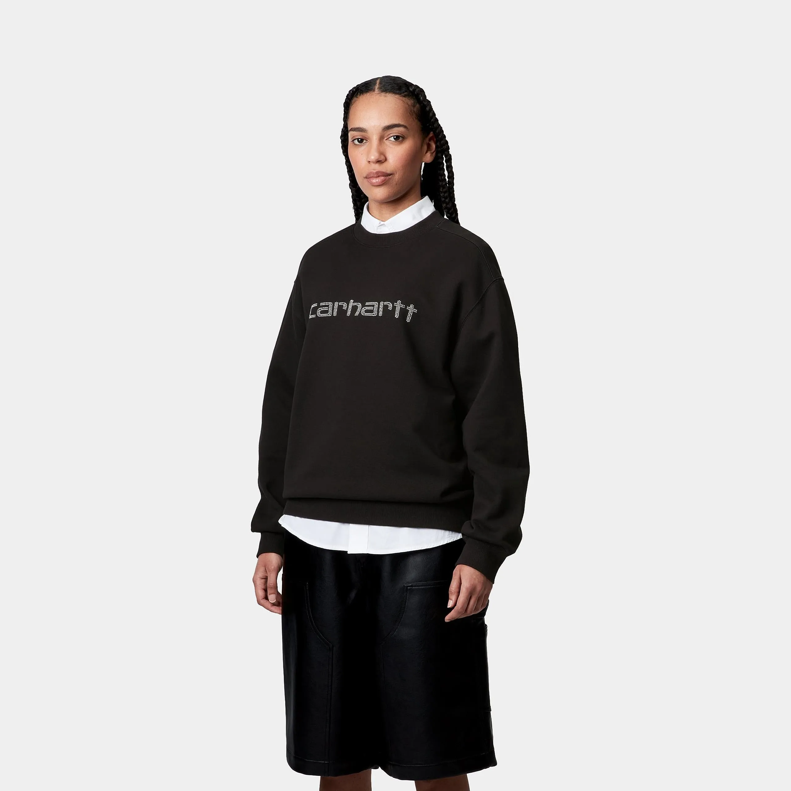Carhartt WIP Womens Rivet Script Sweat Top | Black sold by The Foot Factory product image thumbnail 3