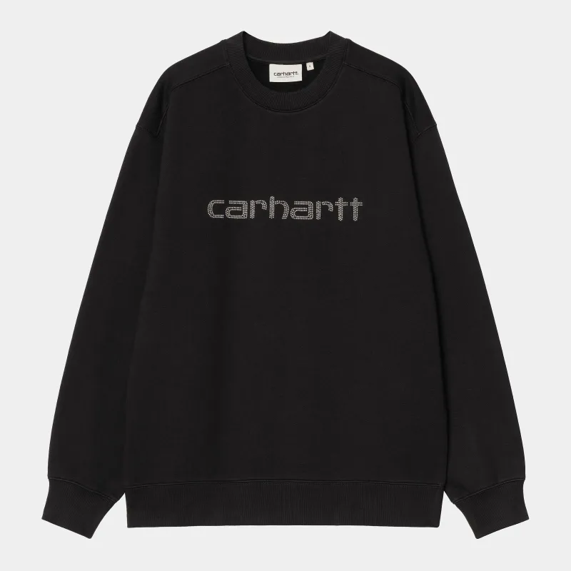 Carhartt WIP Womens Rivet Script Sweat Top | Black sold by The Foot Factory