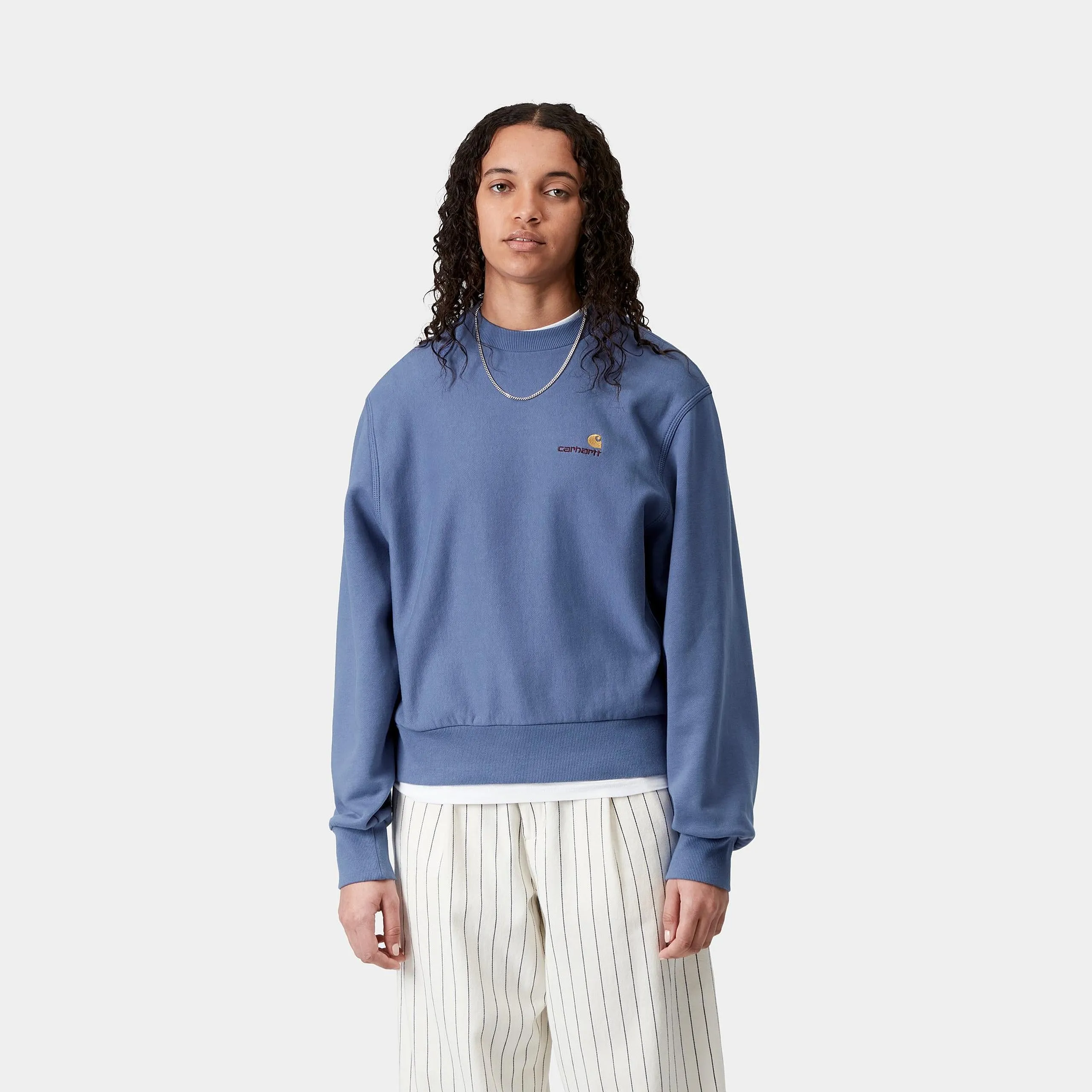 Carhartt WIP Womens American Script Sweat Top | Blue Iris sold by The Foot Factory product image thumbnail 3