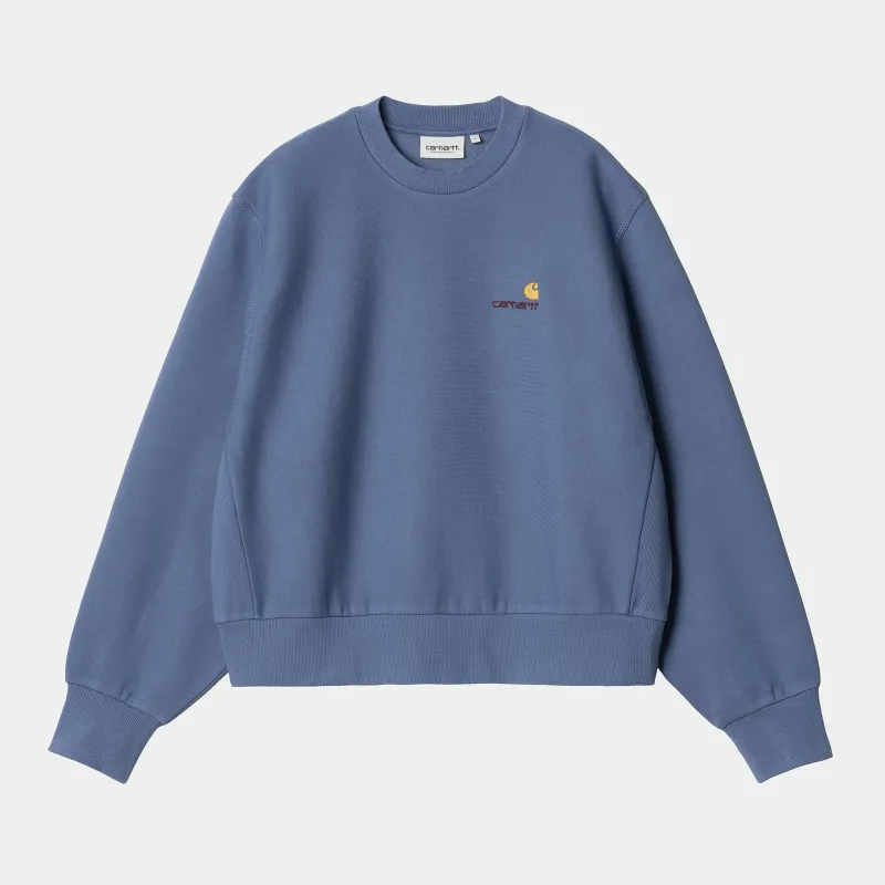 Carhartt WIP Womens American Script Sweat Top | Blue Iris sold by The Foot Factory