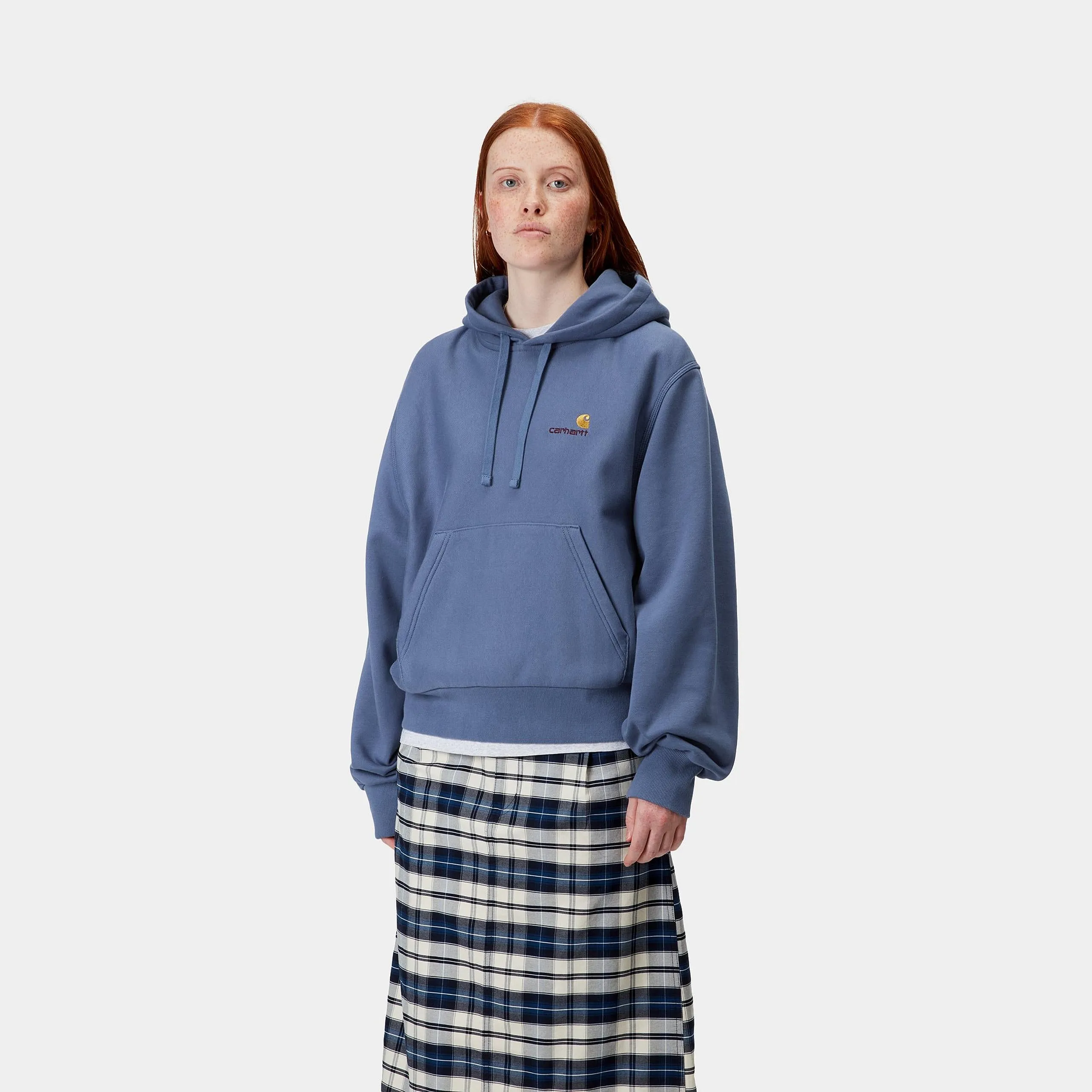 Carhartt WIP Womens American Script Sweat Hoodie | Blue Iris sold by The Foot Factory product image thumbnail 3