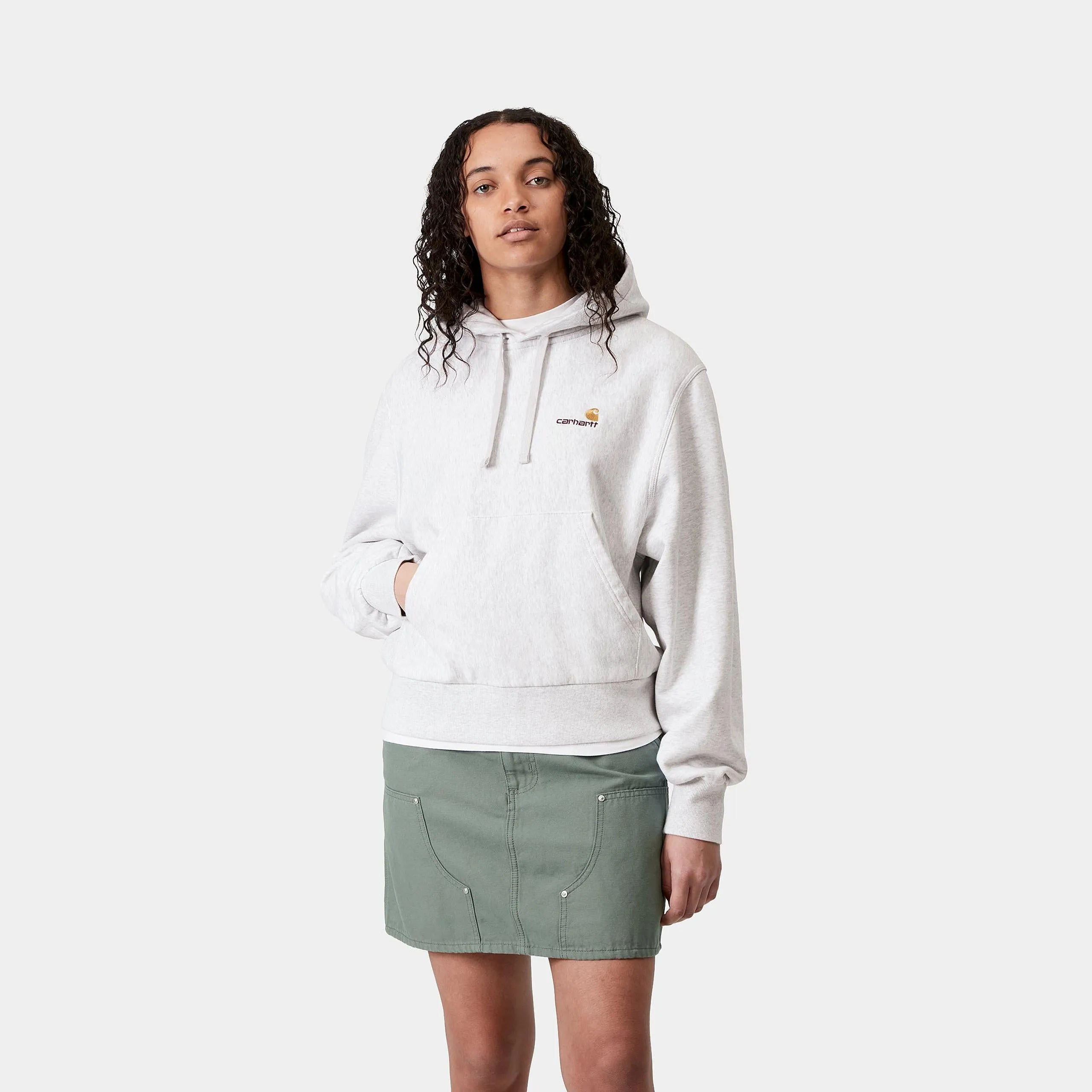 Carhartt WIP Womens American Script Sweat Hoodie | Ash Heather sold by The Foot Factory product image thumbnail 3