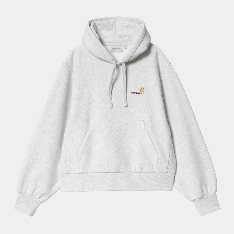 Carhartt WIP Womens American Script Sweat Hoodie | Ash Heather sold by The Foot Factory