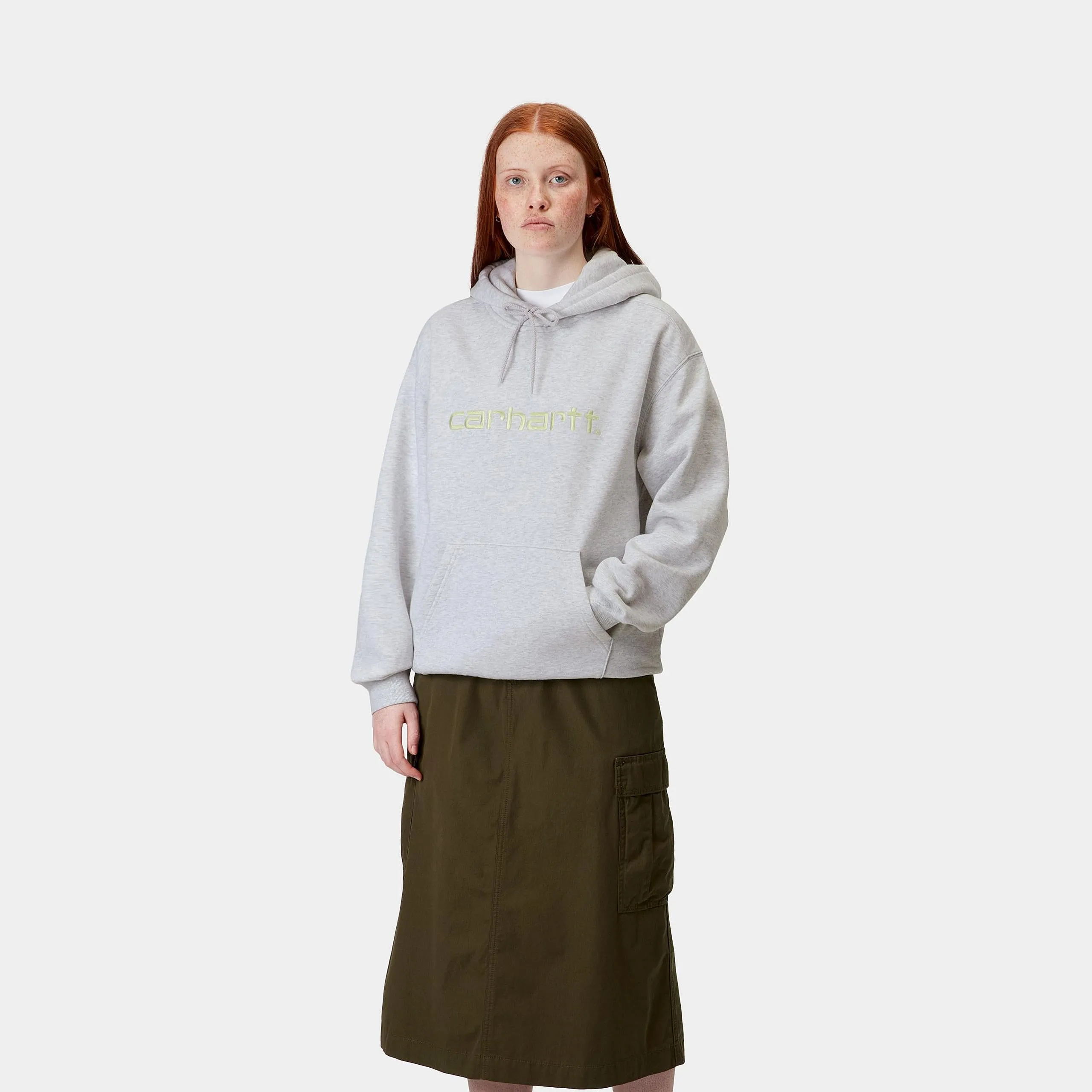 Carhartt WIP Womens Carhartt Sweat Hoodie | Ash Heather / Air Green sold by The Foot Factory product image thumbnail 3