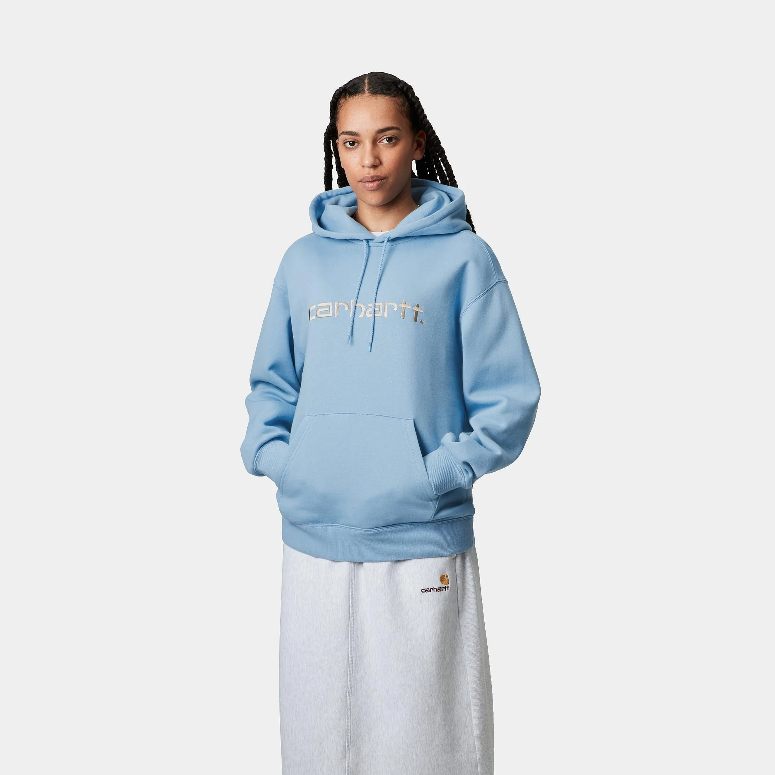 Carhartt WIP Womens Carhartt Sweat Hoodie | Bluebird / Fleur De Sel sold by The Foot Factory product image thumbnail 3