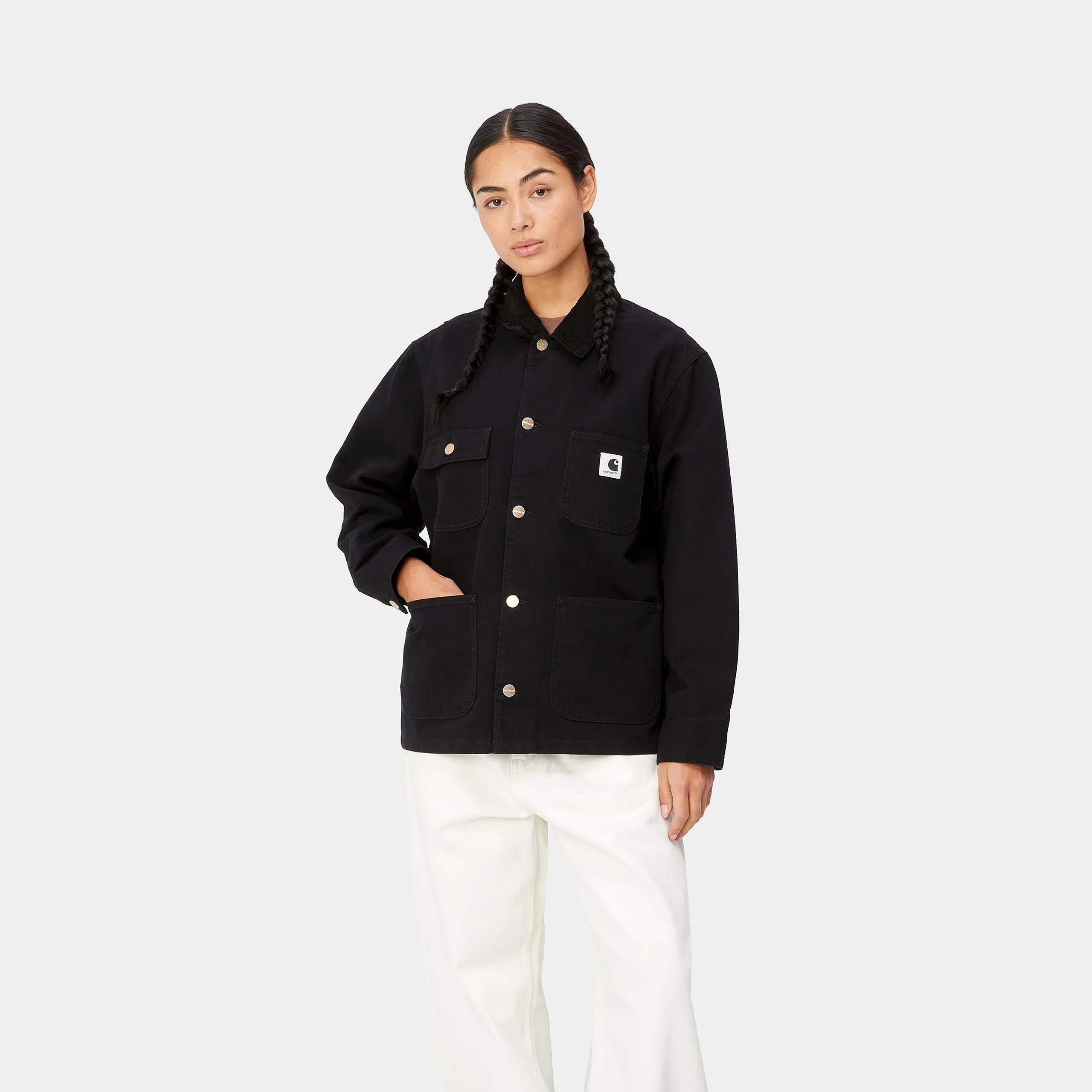 Carhartt WIP Womens OG Michigan Summer Coat Jacket | Black Rinsed sold by The Foot Factory product image thumbnail 5