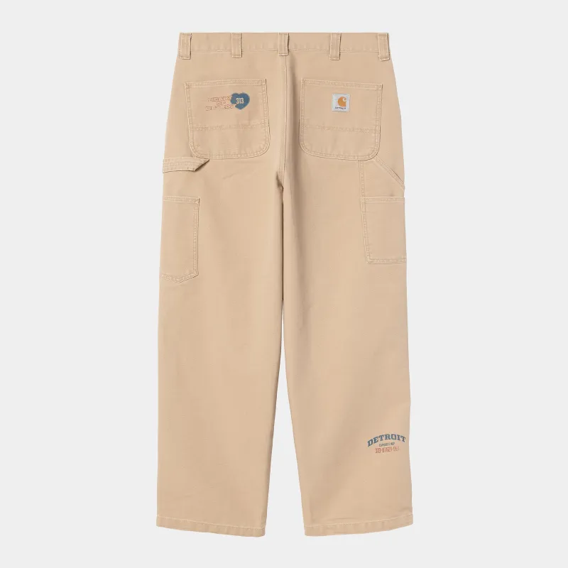 Carhartt WIP Mens OG Single Knee Graphic Print Pant | Dusty Hamilton Brown Heavy Stone Wash sold by The Foot Factory