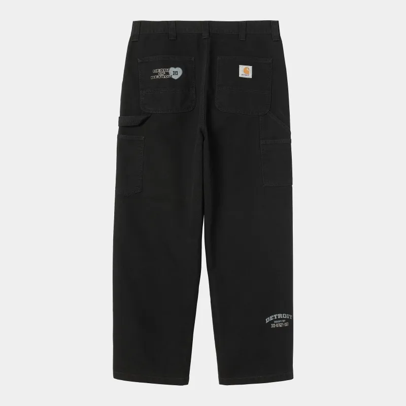 Carhartt WIP Mens OG Single Knee Graphic Print Pant | Black Heavy Stone Wash sold by The Foot Factory